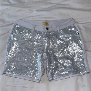 ST33LE SILVER 5" FRONT SEQUIN SHIMMER SHORTS